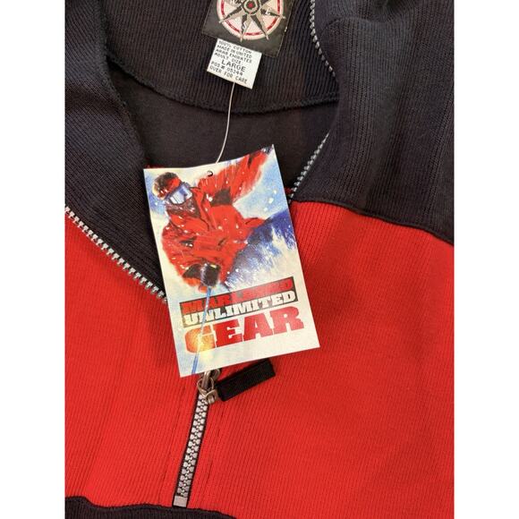 Marlboro Vintage Men’s Sweater Red Black 1/4 Zip Deadstock Size Large - Picture 4 of 7